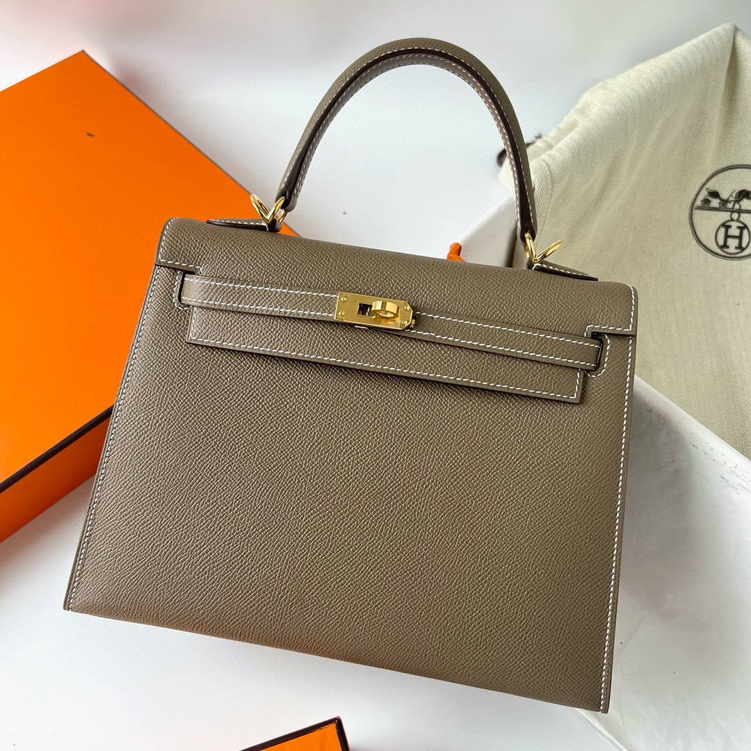 愛馬仕女包Kelly價格 Hermès Kelly Sellier 25 Epsom Etoupe 大象灰 Golden Hardware