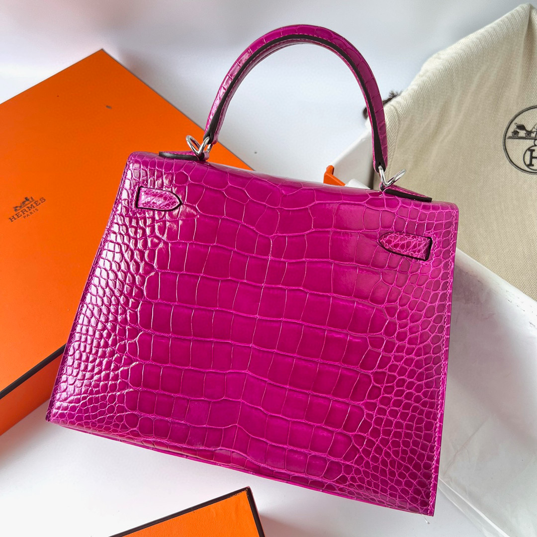 愛馬仕經典款女包價格與圖片 Hermès Kelly Sellier 25 Rose Sheheraradez alligator crocodile