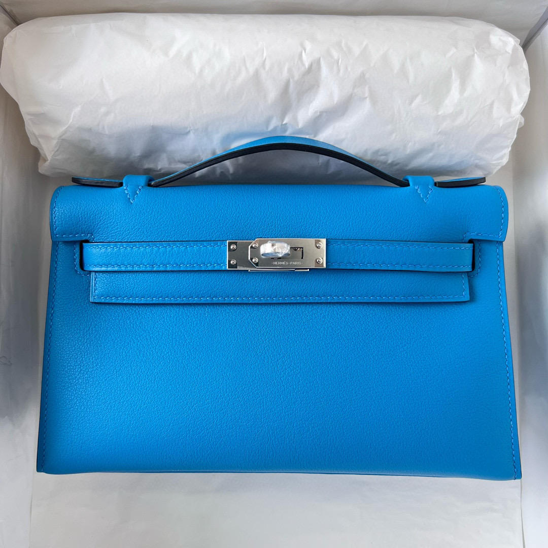 愛馬仕官方網站旗艦店 Hermès Mini Kelly Pochette Swift Bleu Zanzibar 坦桑尼亞藍