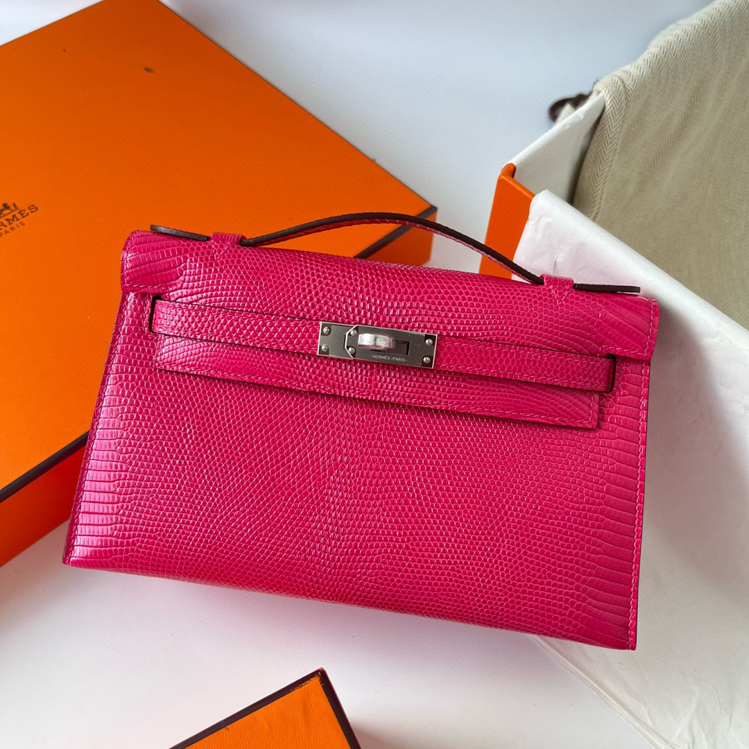 Hermès Price Kelly Pochette Lizard Rose Mexico 墨西哥粉 Silver Hardware