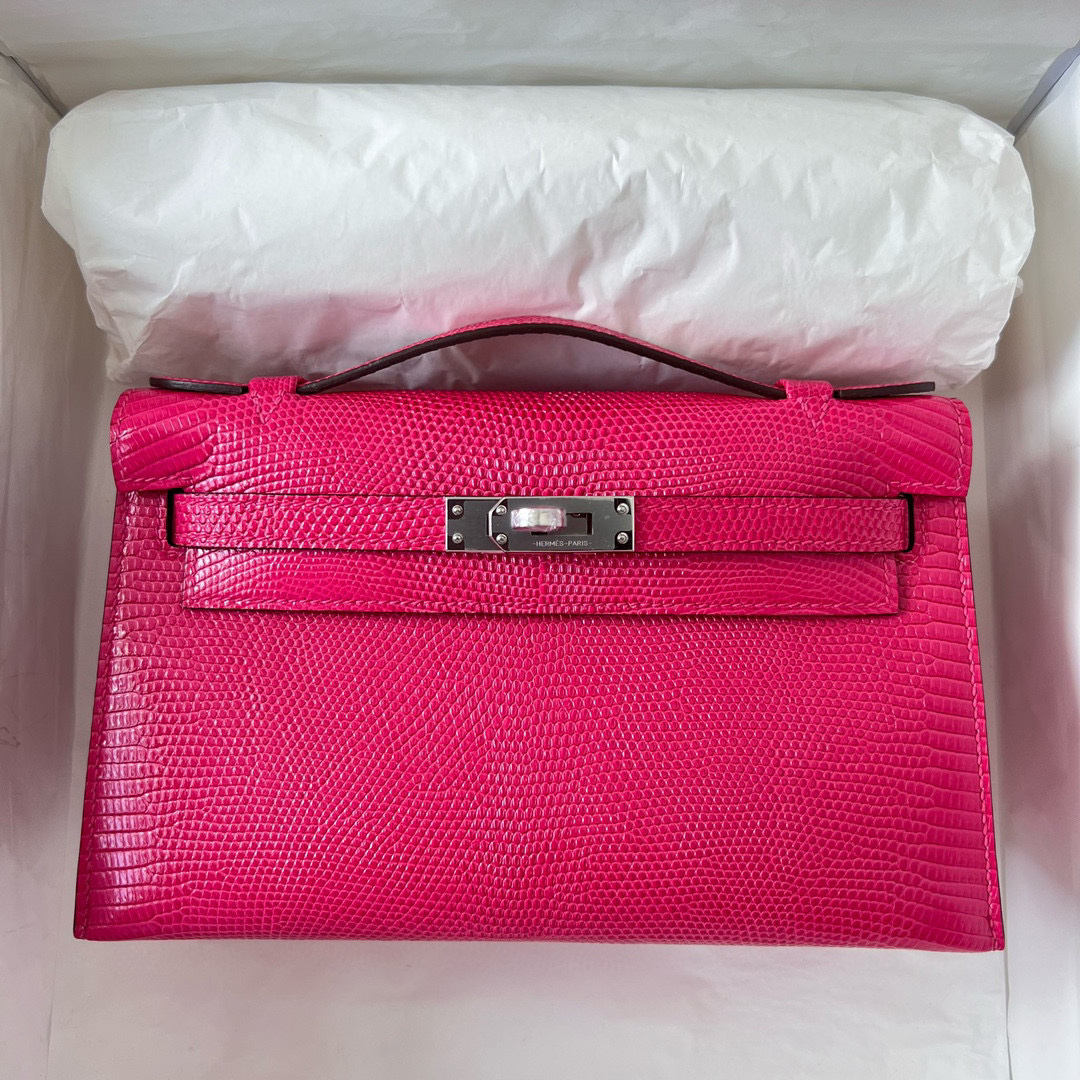 Hermès Price Kelly Pochette Lizard Rose Mexico 墨西哥粉 Silver Hardware