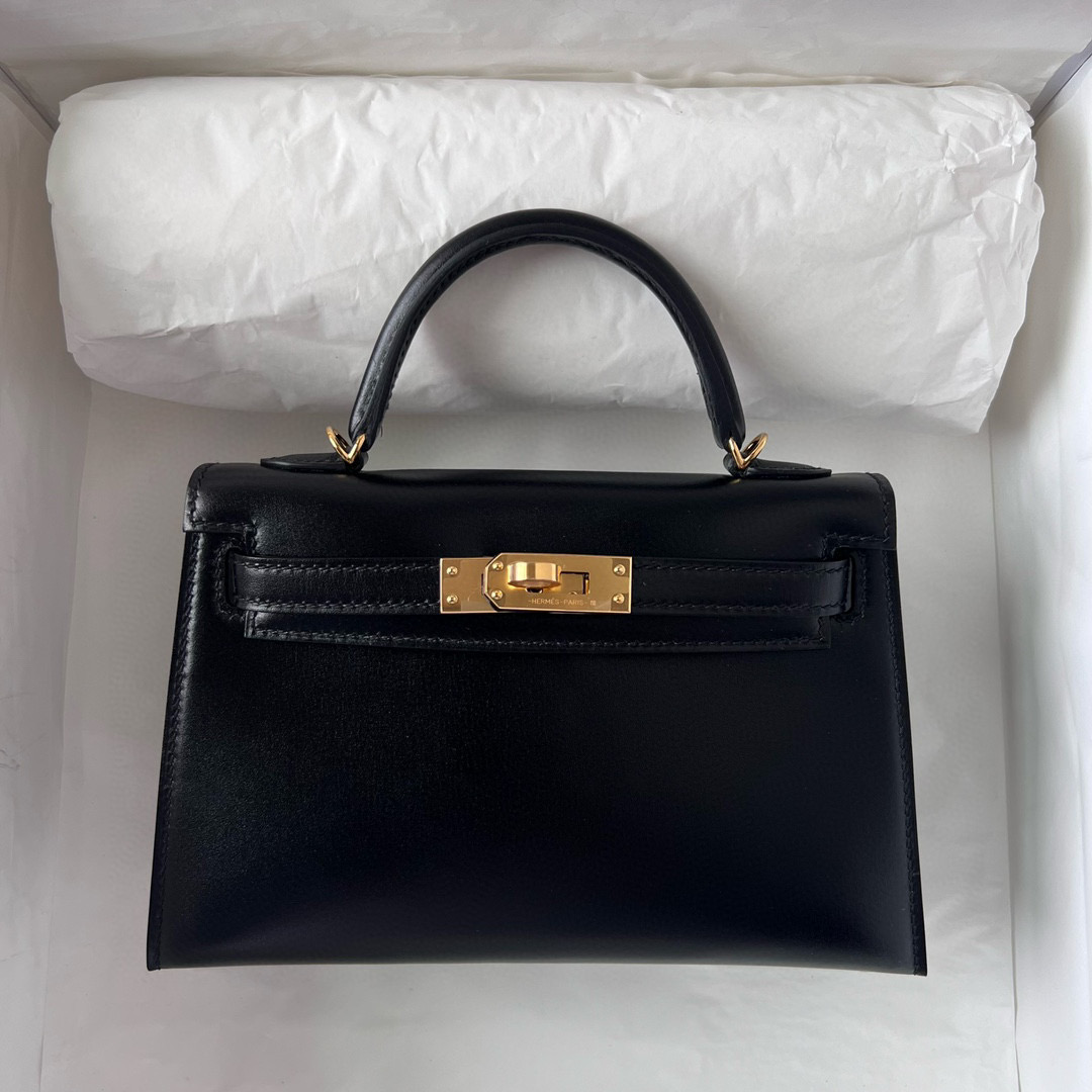 Hermès Price and pictures Kelly Sellier 20 Boxcalf 黑色 Golden Hardware