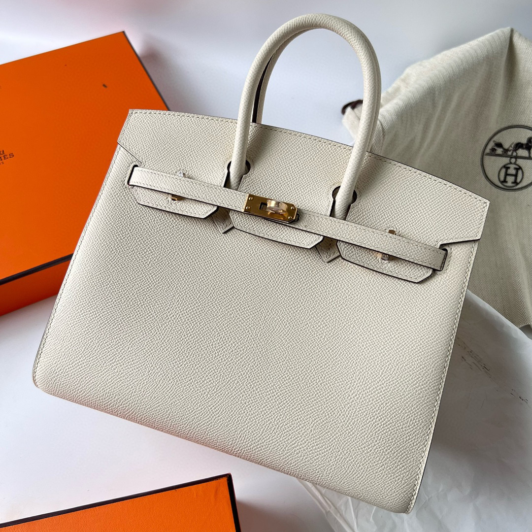 愛馬仕官網中國官方網站包包 Hermès Birkin 25 Sellier Epsom Nata 奶油白