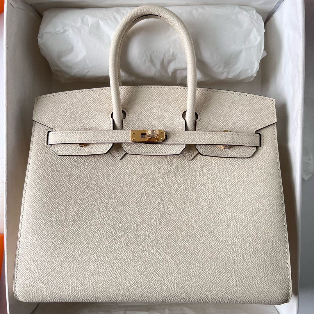 愛馬仕官網中國官方網站包包 Hermès Birkin 25 Sellier Epsom Nata 奶油白