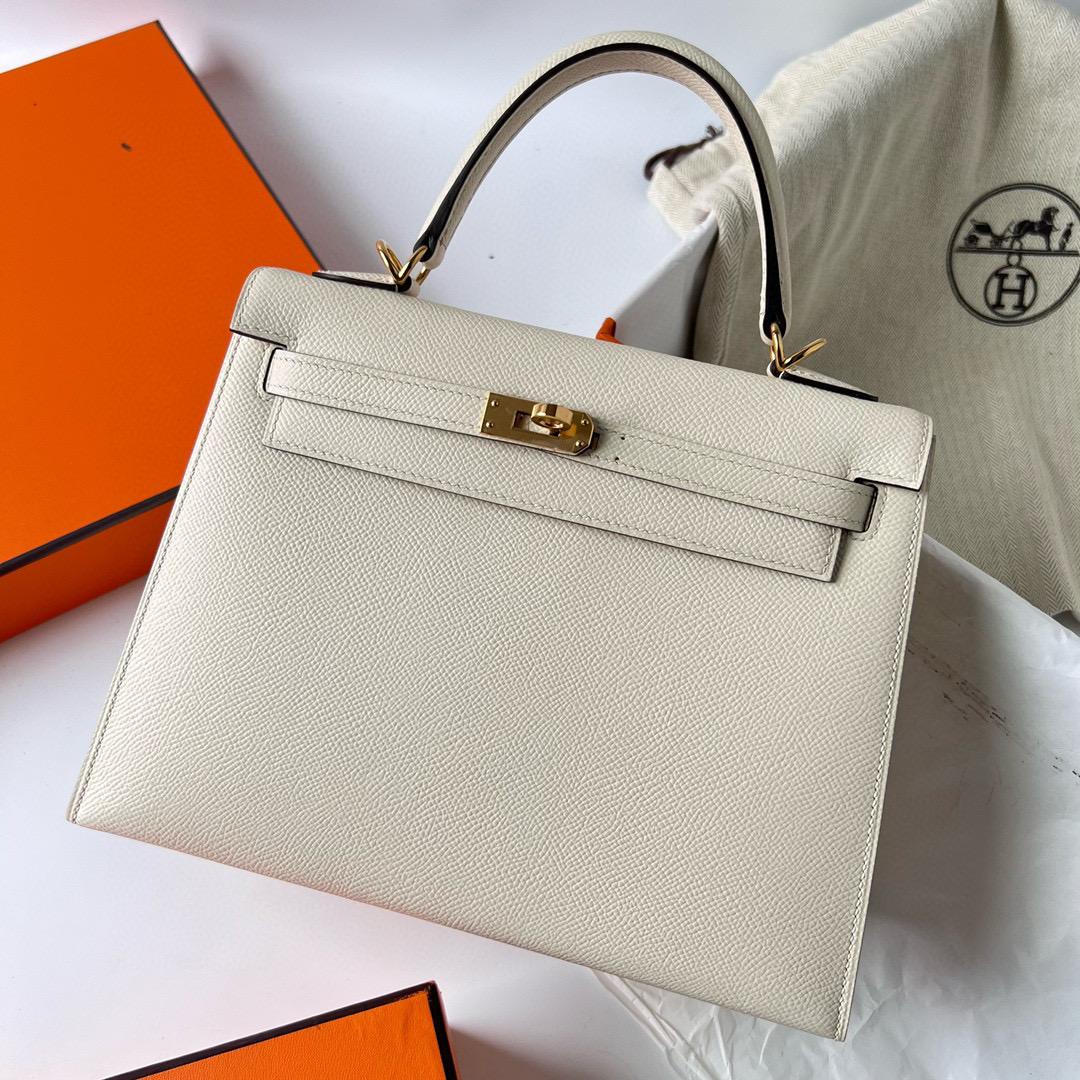 愛馬仕官方網女包kelly Hermès Kelly 25 Sellier Epsom Nata 奶油白 金色