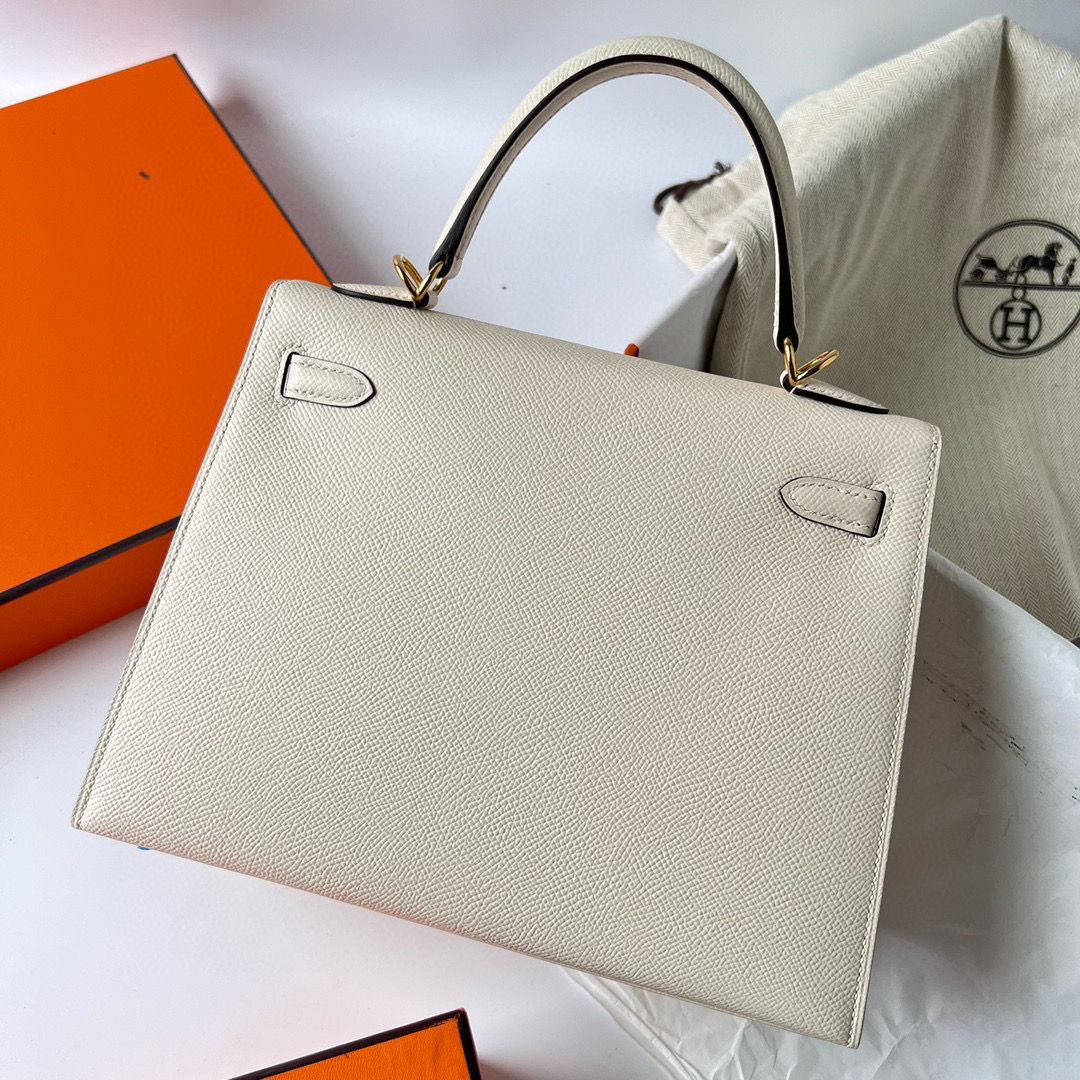 愛馬仕官方網女包kelly Hermès Kelly 25 Sellier Epsom Nata 奶油白 金色