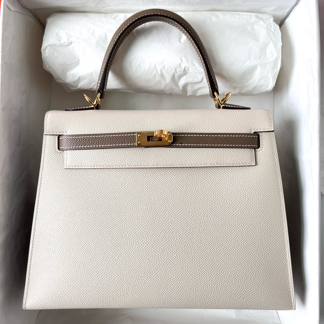 愛馬仕最受歡迎的包 Hermès Special Order (HSS) Kelly Sellier Epsom 25 奶昔白/大象灰