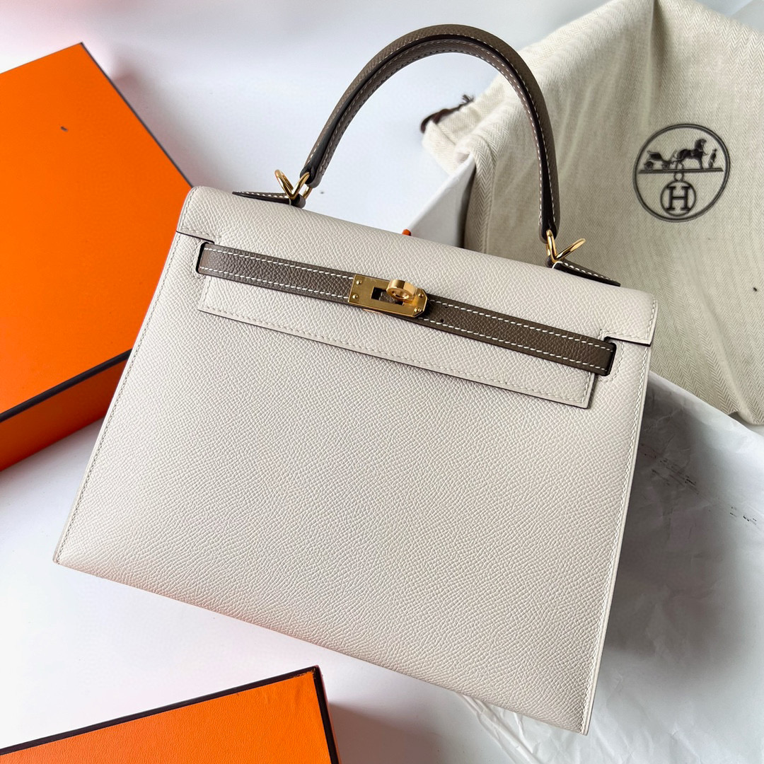 愛馬仕最受歡迎的包 Hermès Special Order (HSS) Kelly Sellier Epsom 25 奶昔白/大象灰