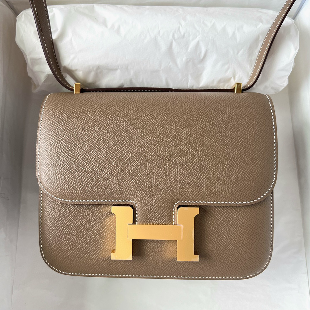 愛馬仕康康包包價格一覽表 Hermès Constance 18 Epsom Etoupe 大象灰金扣