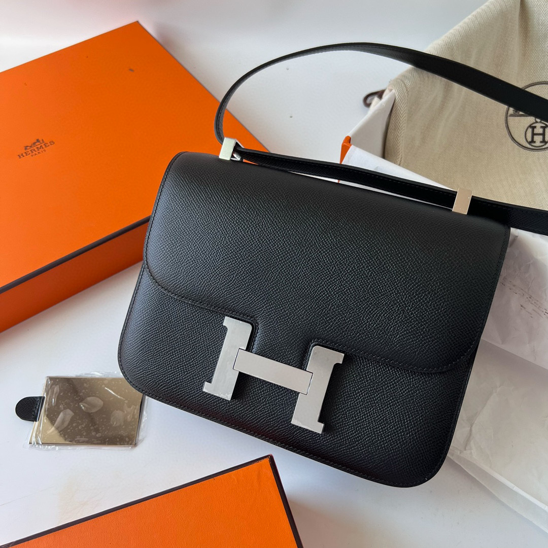 愛馬仕康康包官方售價 Hermès Constance 1-24cm 鏡子款 Epsom Noir 黑色