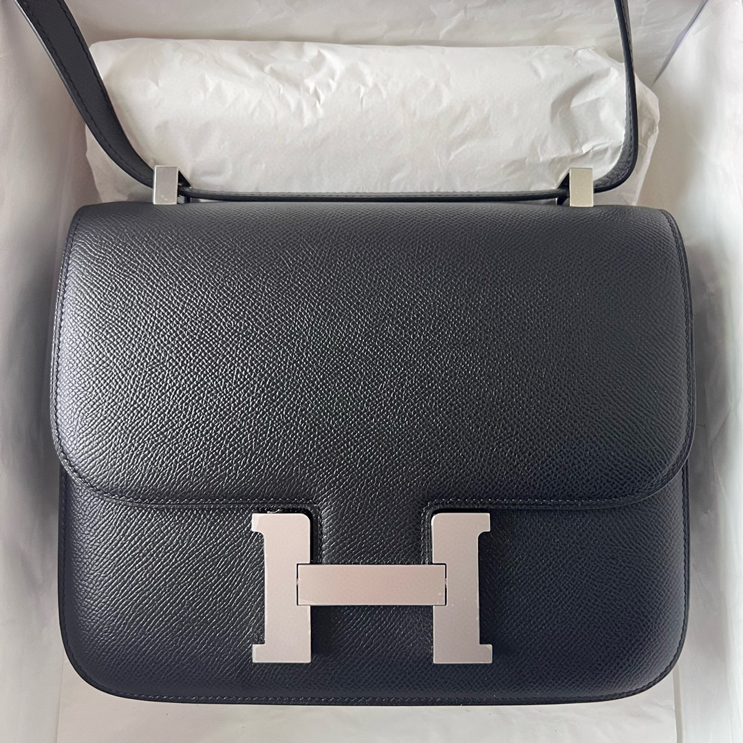 愛馬仕官網中國官方網站包包 Hermès Constance 24 bag price Epsom Noir 黑色銀色