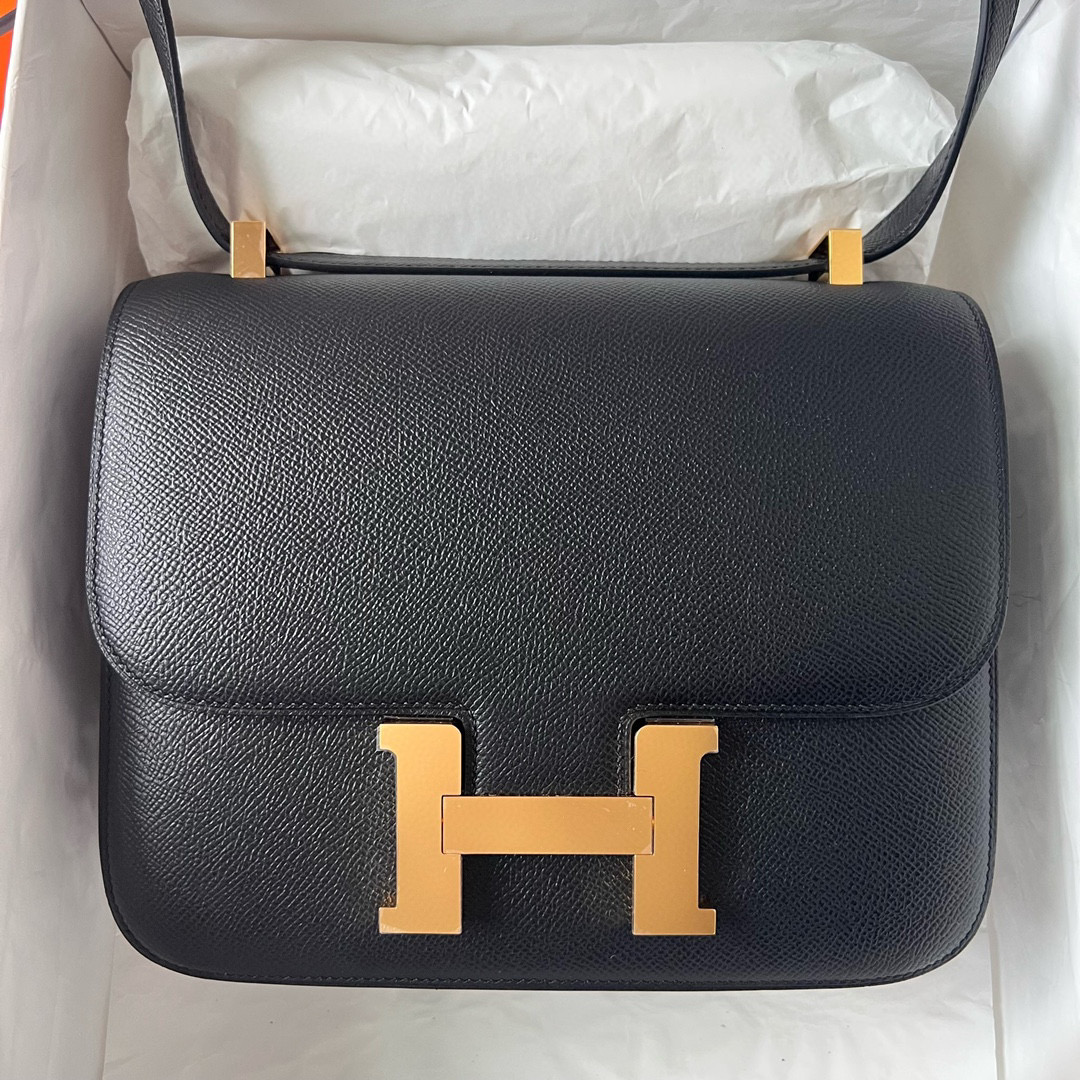 全新愛馬仕包包多少錢 Hermès Constance 24 Epsom 黑色 Golden Hardware