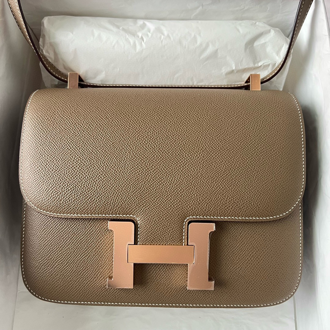 愛馬仕康康24尺寸售價 Hermès Constance 24 bag Epsom Etoupe 大象灰玫瑰金扣