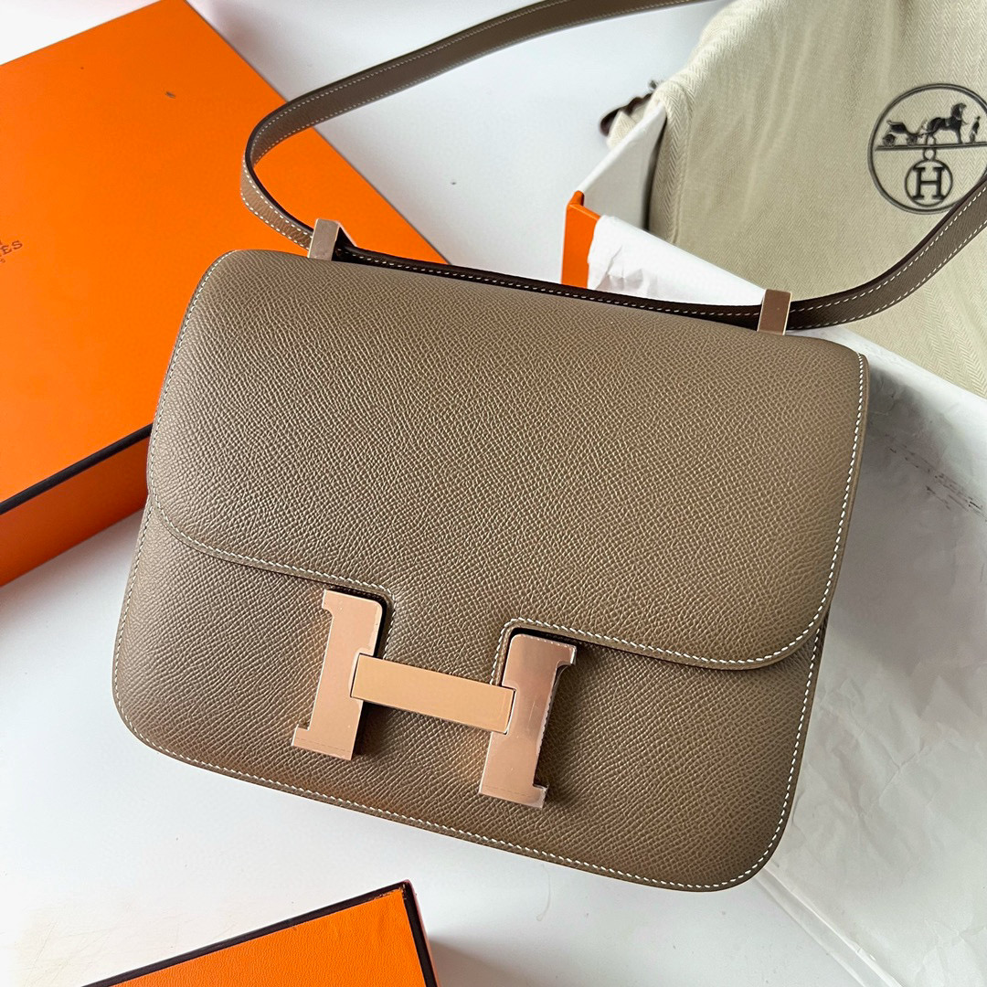 愛馬仕康康24尺寸售價 Hermès Constance 24 bag Epsom Etoupe 大象灰玫瑰金扣