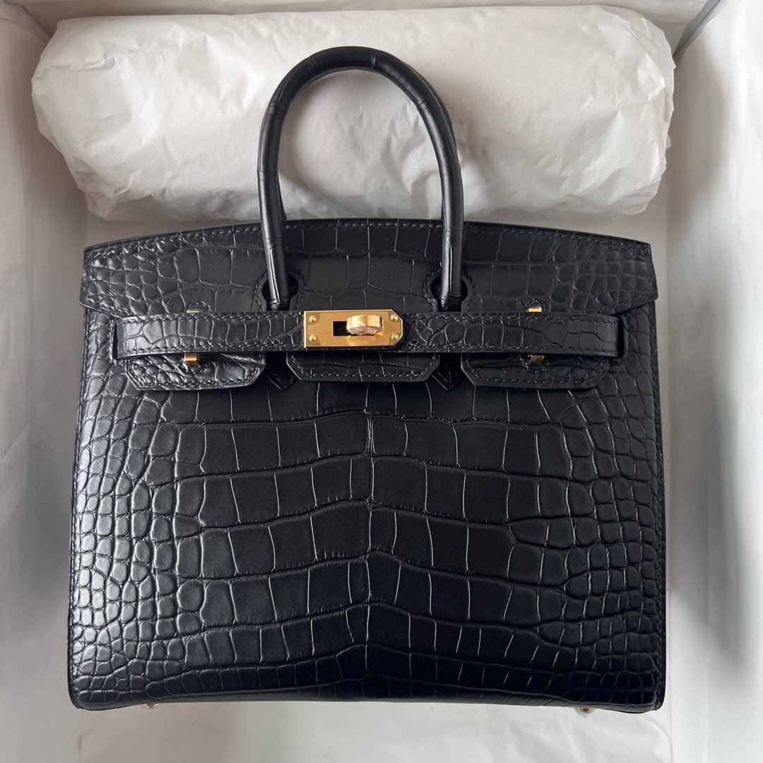 迷你鉑金包愛馬仕價格多少錢  Hermès Birkin 20 Sellier Matte Alligator Crocodile 黑色