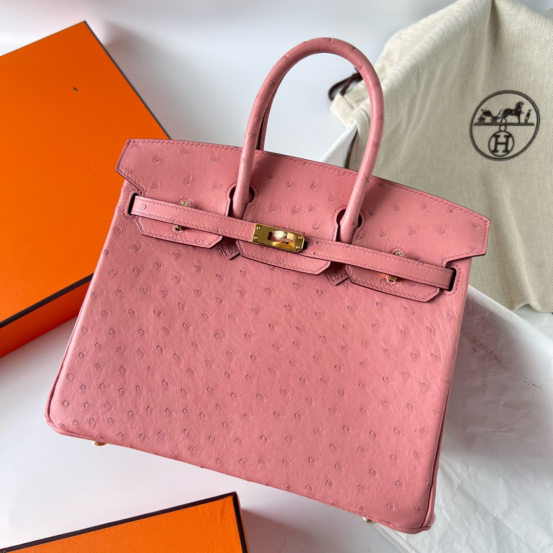 鉑金包愛馬仕香港價格及圖片Hermès Birkin 25 Ostrich TerreCuite 陶瓷粉