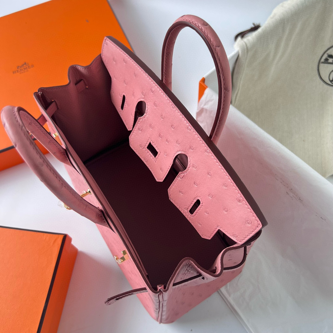 鉑金包愛馬仕香港價格及圖片Hermès Birkin 25 Ostrich TerreCuite 陶瓷粉