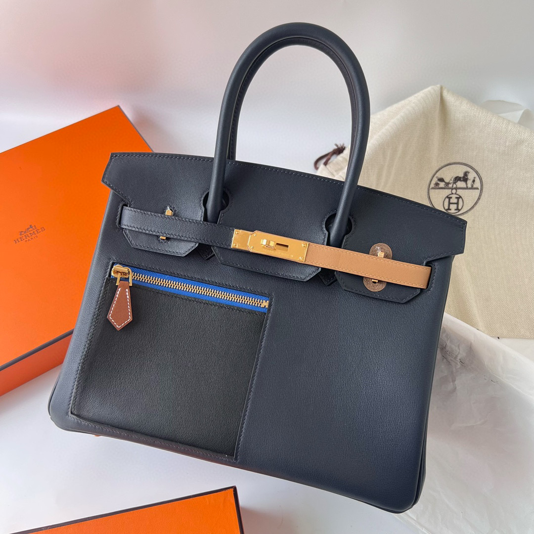 愛馬仕中國官方網站包包 Hermès Colormatic Birkin 30 Caban, Black and Chai Swift