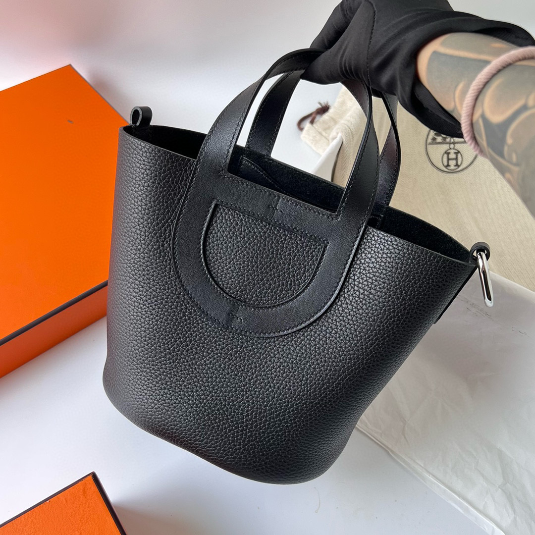 Hermès In The Loop 18 Noir Clemence and Swift Silver Hardware