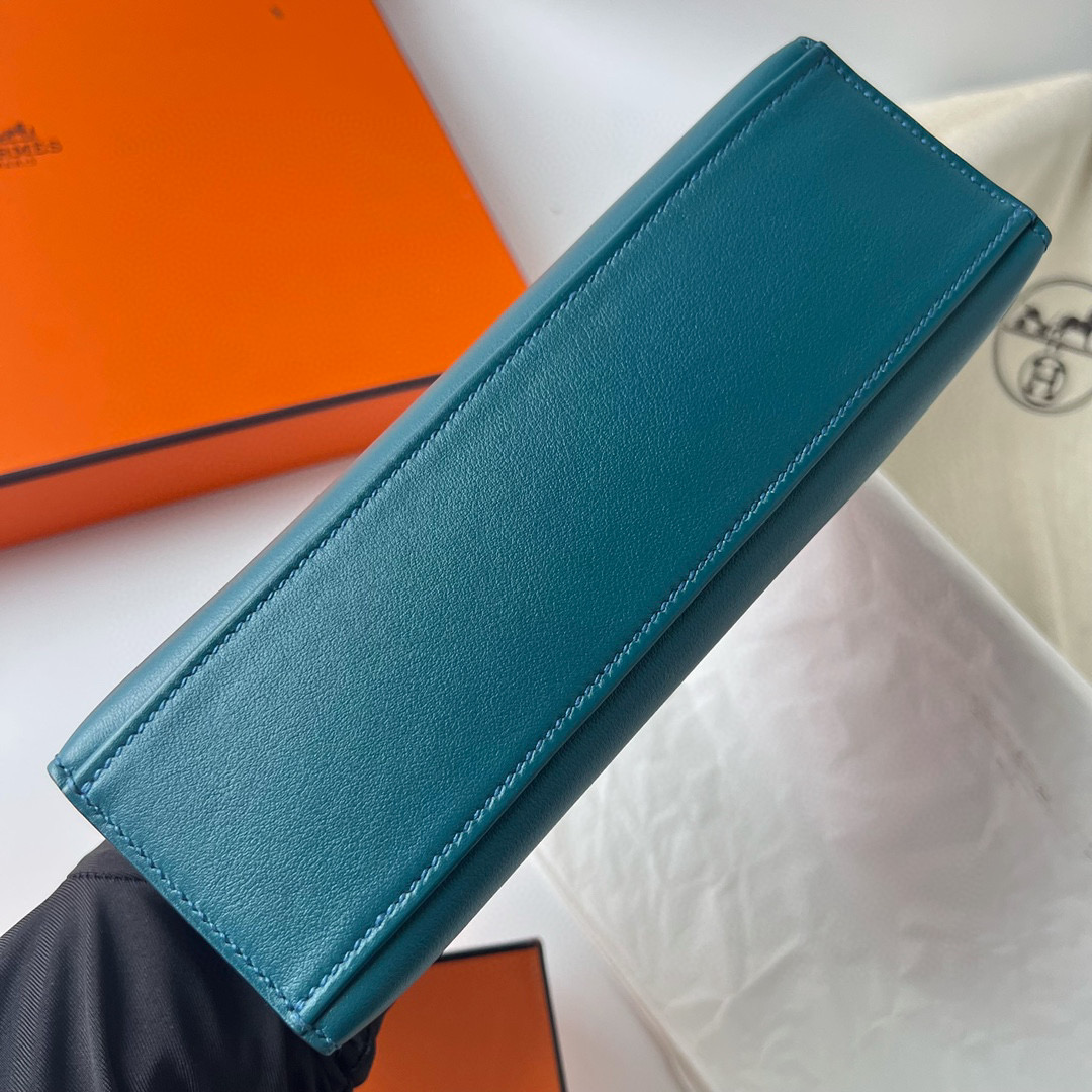 愛馬仕包包款式圖片大全大圖 Hermès Kelly Pochette Swift W0 Vert Bosphore