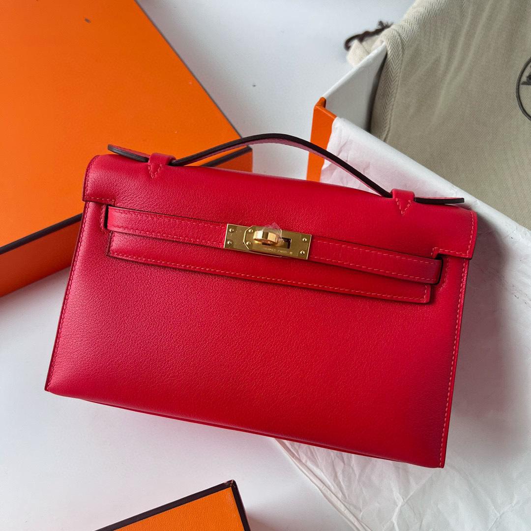 愛馬仕包包一覽表 Hermès Kelly Pochette Swift Rose de coeur 心紅色