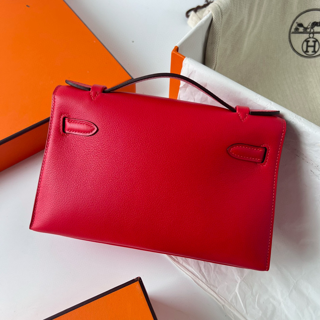 愛馬仕包包一覽表 Hermès Kelly Pochette Swift Rose de coeur 心紅色