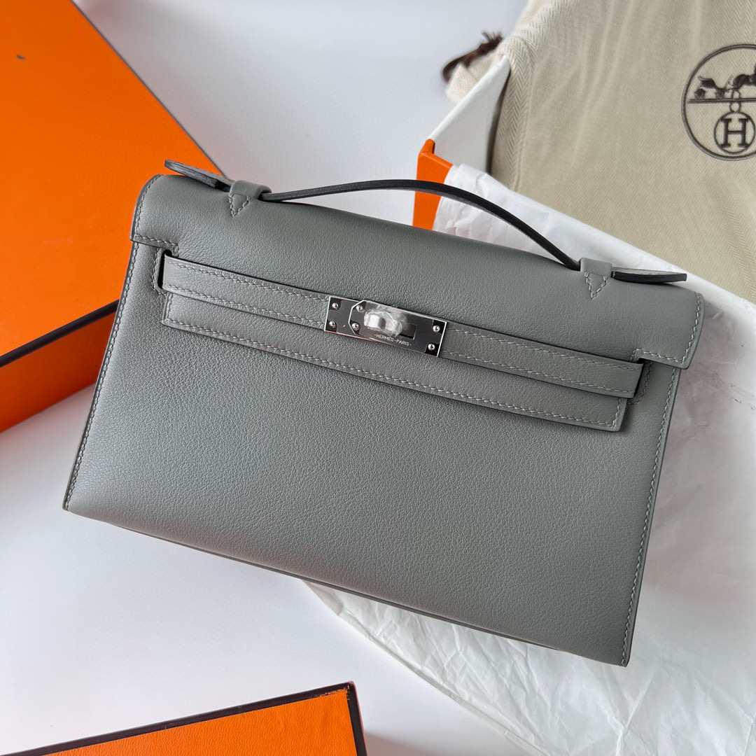 愛馬仕包包款式 Hermès Kelly Pochette Swift Gris Meyer 積雨雲灰 Silver Hardware