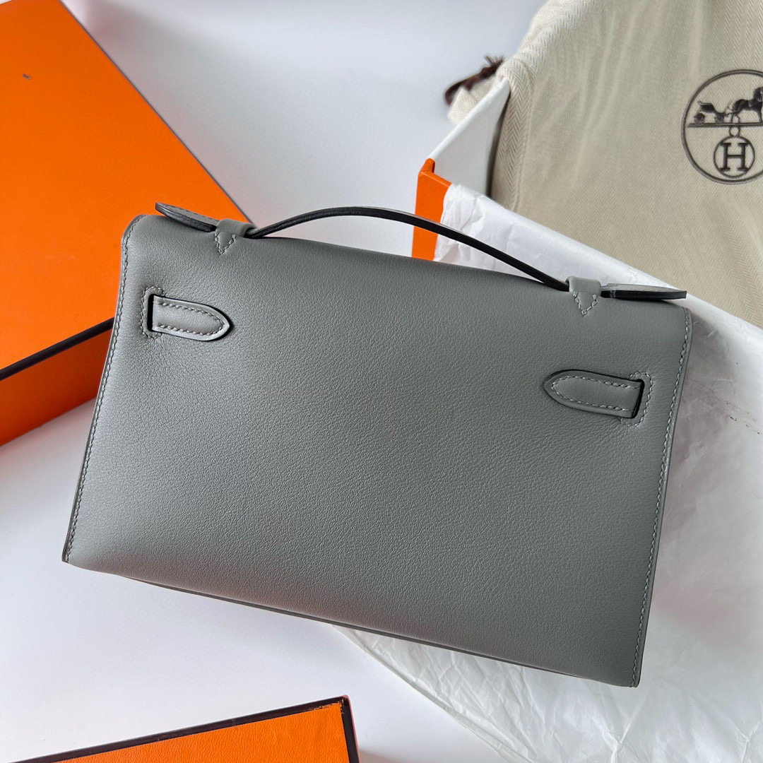 愛馬仕包包款式 Hermès Kelly Pochette Swift Gris Meyer 積雨雲灰 Silver Hardware