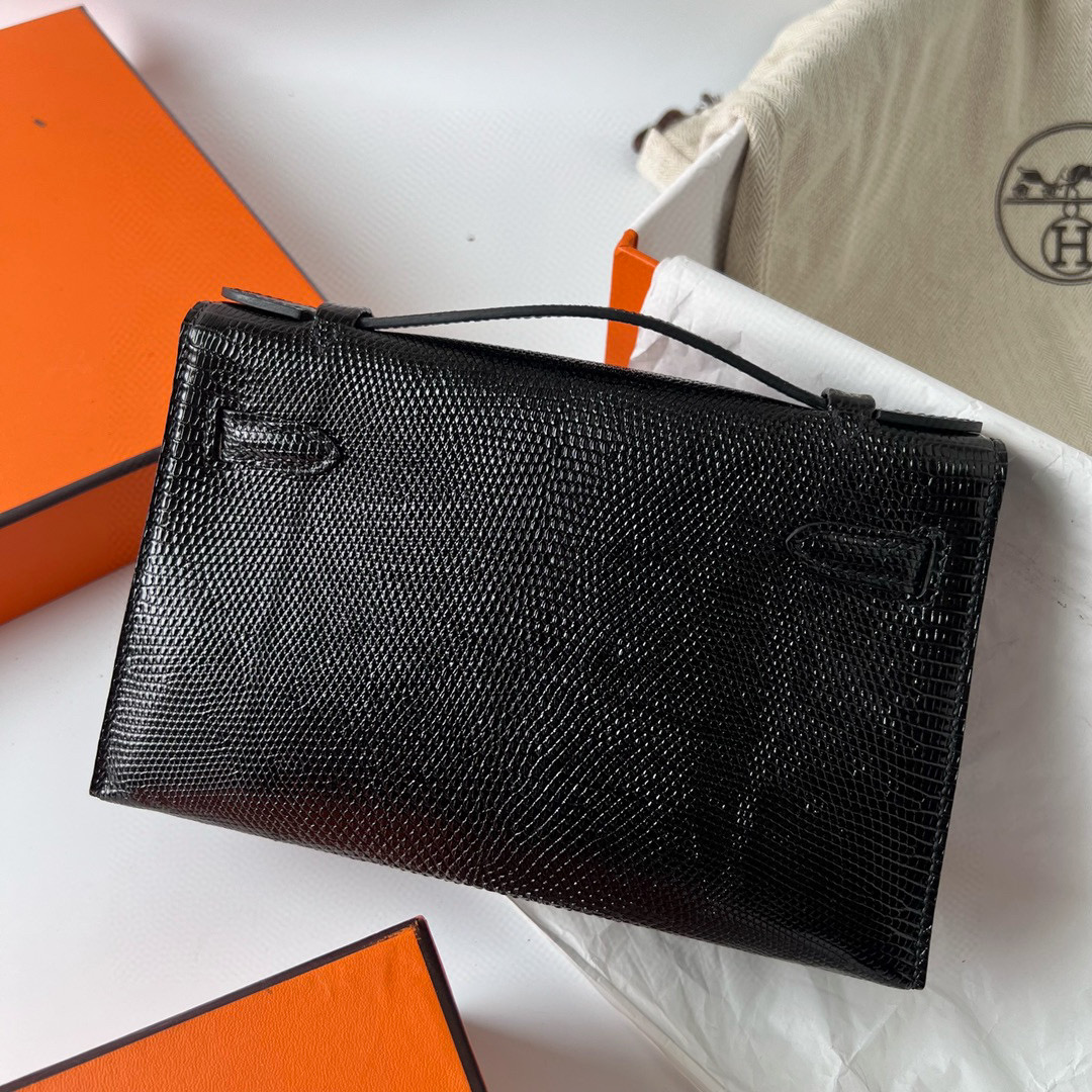 愛馬仕所有包款式大全 Hermès Pochette Lizard 蜥蜴皮黑色 Golden Hardware