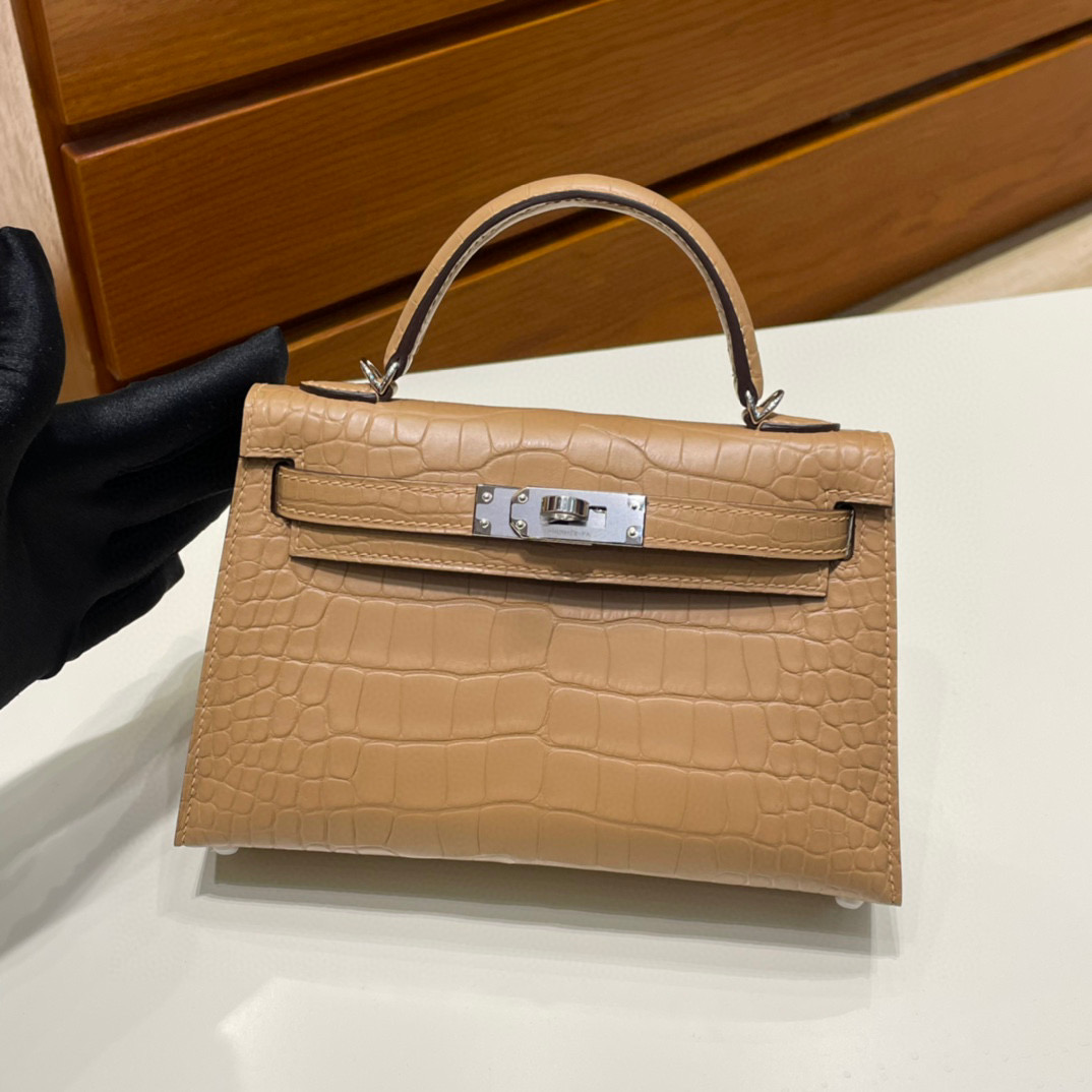 愛馬仕 Hermes Kelly Mini 0M Chai 瑪薩拉茶色 Matte Alligator Crocodile