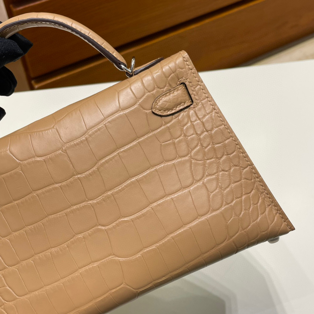 愛馬仕 Hermes Kelly Mini 0M Chai 瑪薩拉茶色 Matte Alligator Crocodile