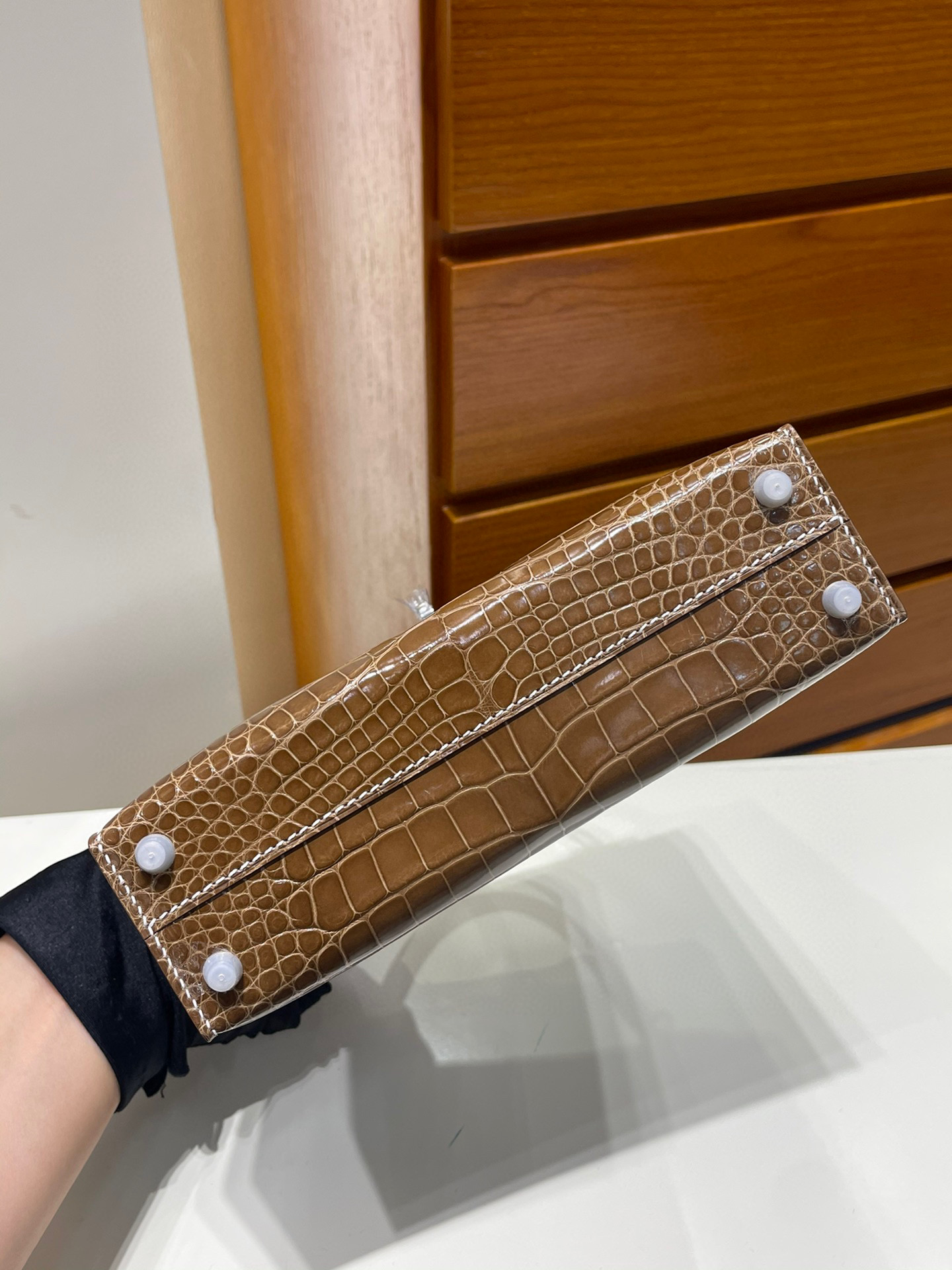愛馬仕 Hermes Kelly Mini Ficelle 淡灰褐色 煙草色 Shiny Alligator Crocodile