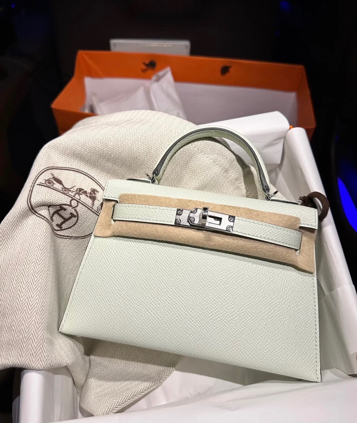 愛馬仕凱莉迷你2代多少錢 Hermes Kelly Mini Epsom 09 Mauve Pale 夢幻粉紫