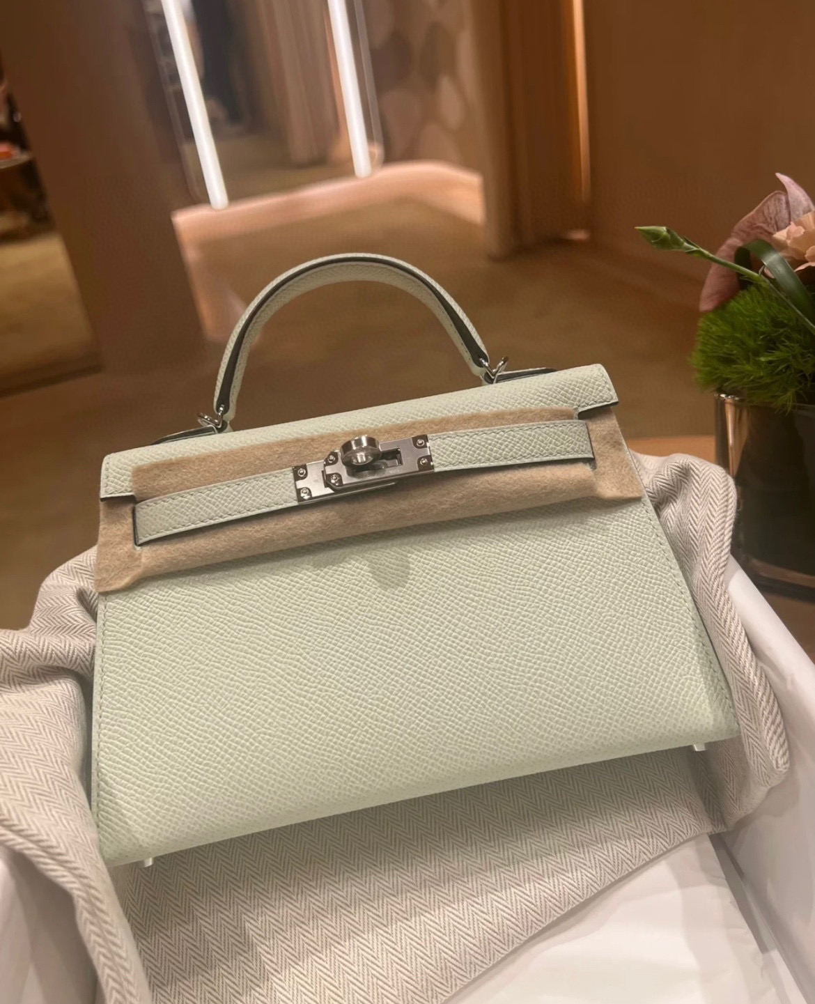 愛馬仕凱莉迷你2代多少錢 Hermes Kelly Mini Epsom 09 Mauve Pale 夢幻粉紫